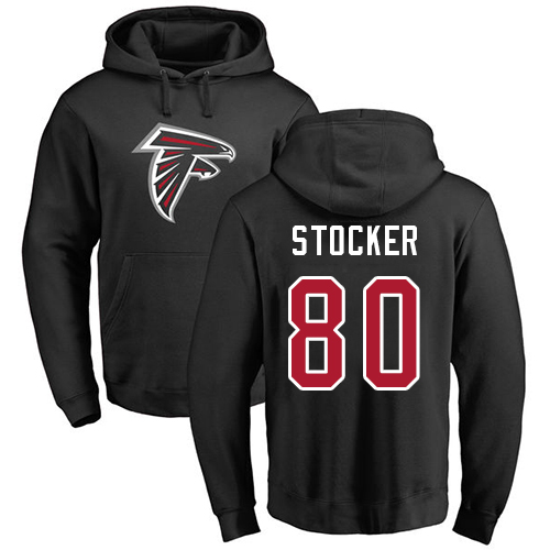 Atlanta Falcons Men Black Luke Stocker Name And Number Logo NFL Football #80 Pullover Hoodie Sweatshirts